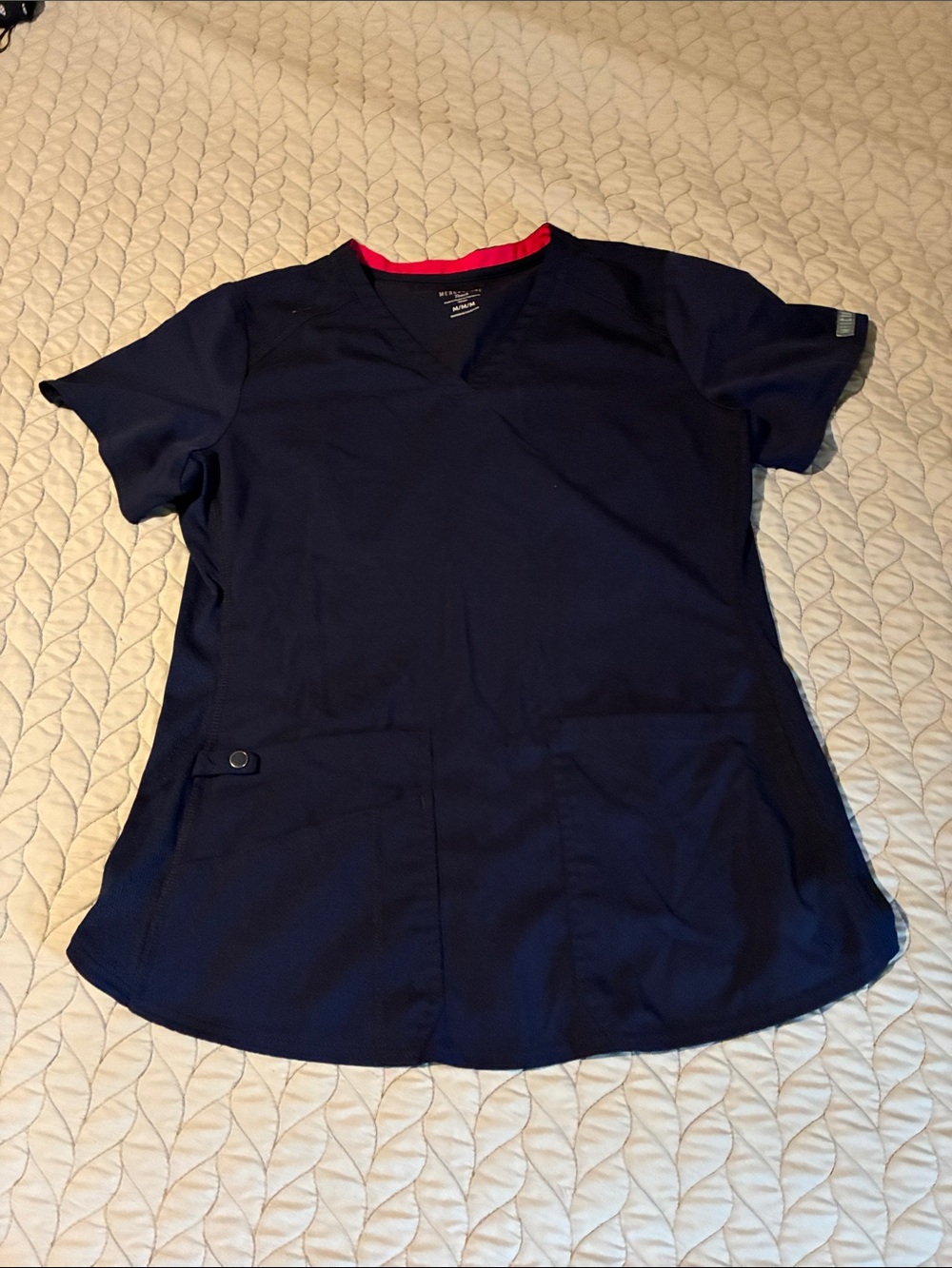 Med Couture Navy Scrub Top with Front Pockets